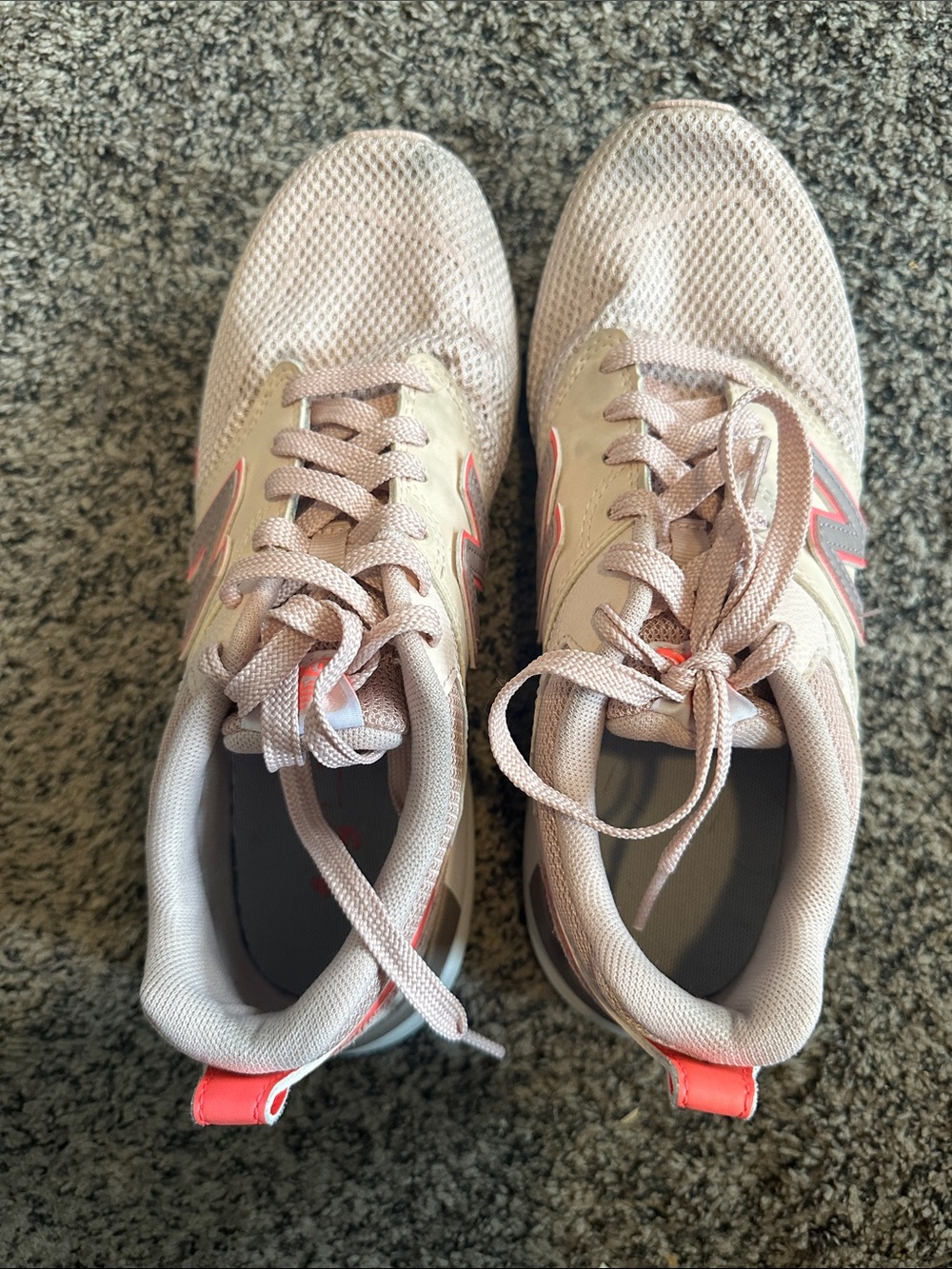 New Balance Women's Light Pink Mesh Running Sneakers with Coral Accents
